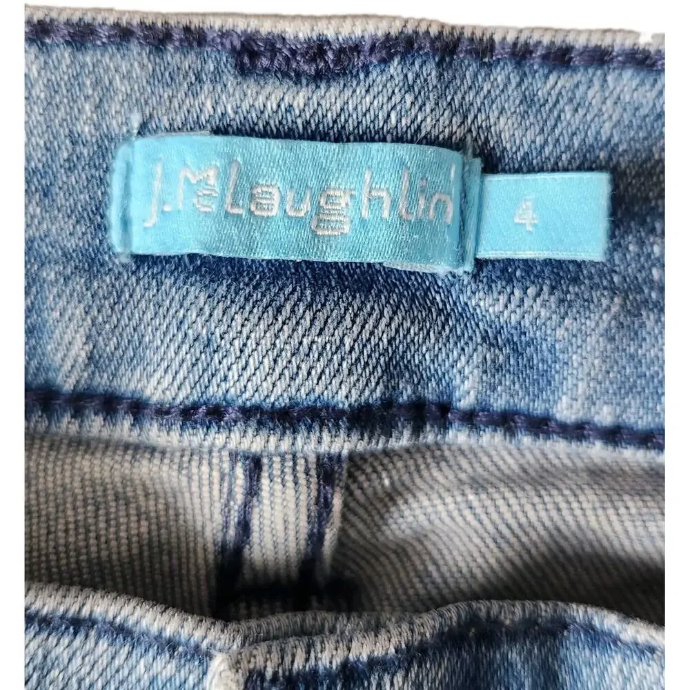 J Mclaughlin Mid Rise Straight Ankle Front Slit Denim Jeans Blue Women's Size 4 - Picture 3 of 7